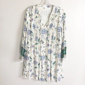 Old Navy Cream Floral Long Sleeve Dress